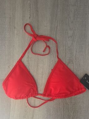 Red Triangle String Bikini Top